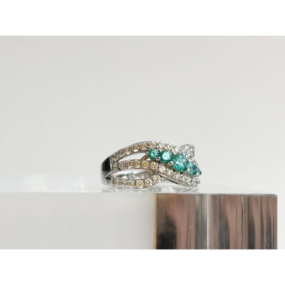 Light Blue Topaz Tapered Gemstone 925 Sterling Silver Vintage Ring - sz 5 - Picture 6 of 10